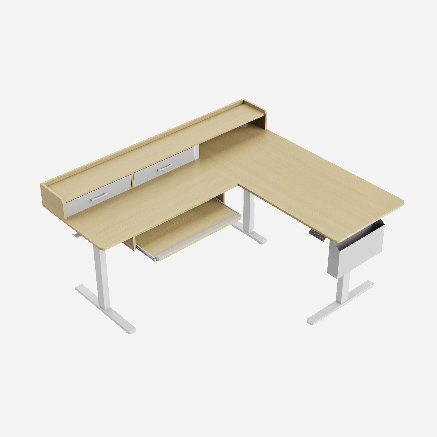 L-Shape With Keyboard Tray Standing Desk - Image 7